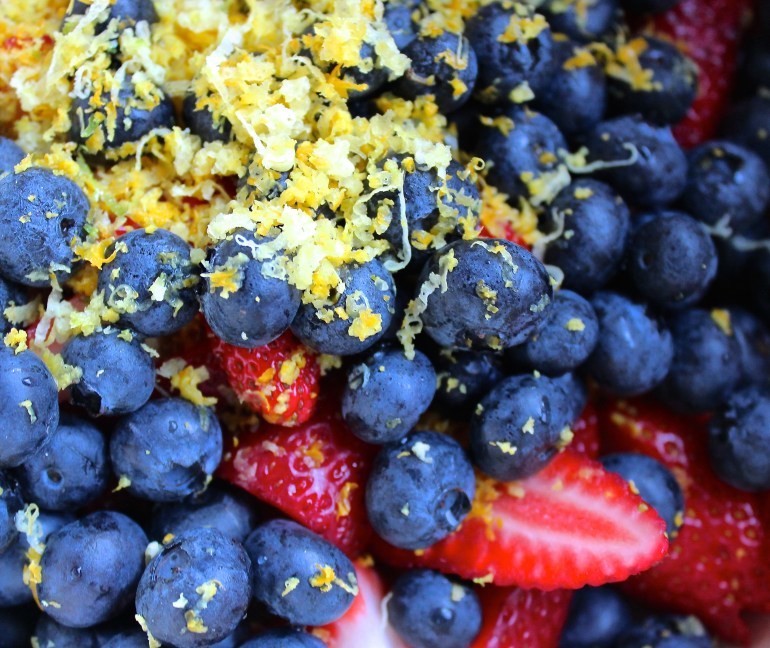berries with lemon zest